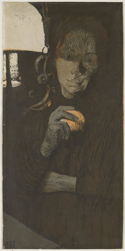 Bir lamba tarafından turuncu ile bilinmeyen bir kadının portresi Frau mit Orange (orijinal başlık) by Käthe Kollwitz