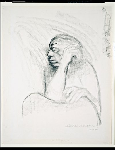 Ölümün Eli ile Otoportre, 1924 (kağıt üzerinde karakalem) by Käthe Kollwitz