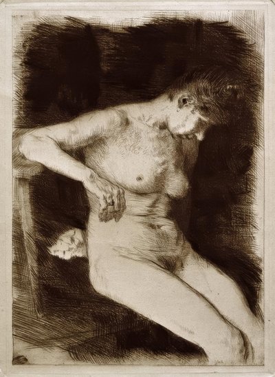 oturan kadın çıplak by Käthe Kollwitz