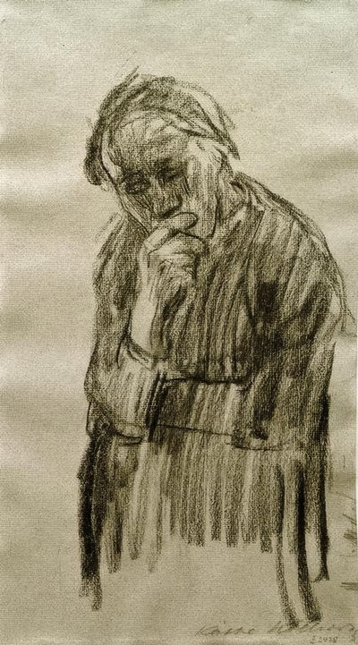 Başı sağ elinde duran kadın by Käthe Kollwitz