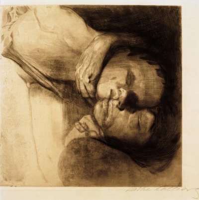 Ölüm, eş ve çocuk by Käthe Kollwitz