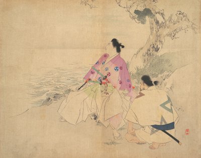 Bir nehir kenarında iki adam, 19. yüzyılın sonları ile 20. yüzyılın başlarında. by Kajita Hanko