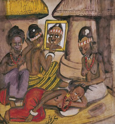 Mali Kadınlar, c.1929 (keten üzerine yağ) by Kalifala Sidibe