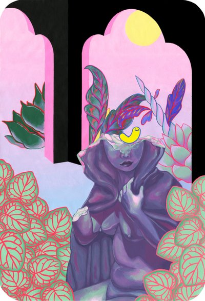 Bahçe Cadısı, 2019 (pamuk üzerine akrilik) by Kam Tsz