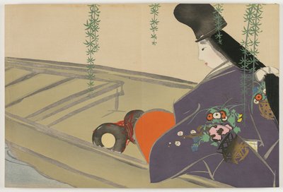 Yüz Dünyanın Çiçekleri (Momoyogusa): Teknesinde Asazuma (Asazuma-bune) by Kamisaka Sekka