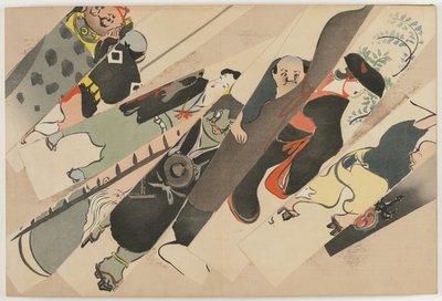 Yüz Dünyanın Çiçekleri (Momoyogusa): Otsu-e (Otsu-e) by Kamisaka Sekka