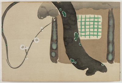 Yüz Dünyanın Çiçekleri (Momoyogusa): Saçak Kenarında Erik (Nokiba no ume) by Kamisaka Sekka