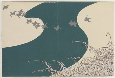 Yüz Dünyanın Çiçekleri (Momoyogusa): Kışın Nehir (Fuyu no kawa) by Kamisaka Sekka