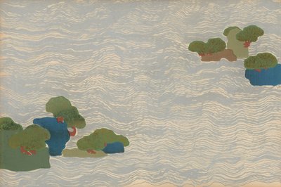 Gümüş bir denizde çam adaları, bir Chigusa (Bin Ot) serisinden by Kamisaka Sekka