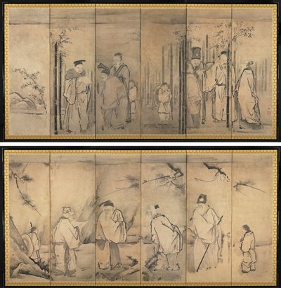 Bambu Korusunun Yedi Bilgesi; Shang Dağı'nın Dört Büyükleri by Kanō Tan’yū
