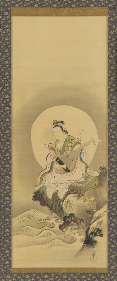 Benten Sarasvati bir kayanın üzerine oturmuş, Edo dönemi, 17. yüzyılın ortaları ile 18. yüzyılın başları. by Kanô Yôboku Tsunenobu