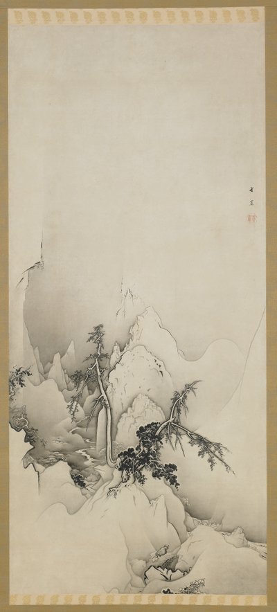 Kış manzarası: bir vadi, Edo dönemi, 1883 (kağıt üzerine mürekkep) by Kano Hogai