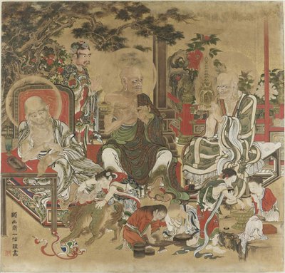 On Altı Arhats Juroku Rakan. by Kano Kazunobu