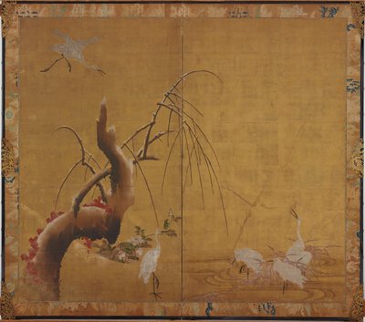 Balıkçıllar ve Yaşlı Söğüt, Edo dönemi, 17. yüzyılın başları. by Kano Sadanobu