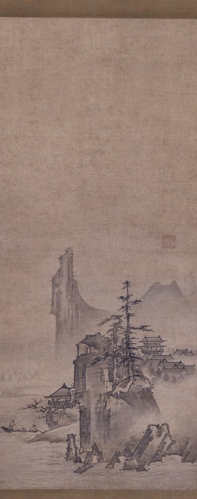 Light Mist'te Dağ Köyü (kağıt üzerine mürekkep) by Kantei Kantei