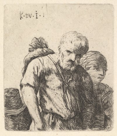 Sakallı adam, sağ omuz bıçağının üzerine sallanmış bir demet ile yarım uzunlukta gösterilmiştir, böğür..., yakl. 1641-78. by Karel Du Jardin
