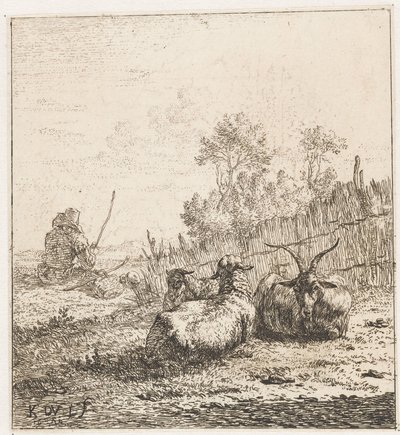Keçi ve iki koyun Hayvanlar (dizi adı) by Karel Du Jardin