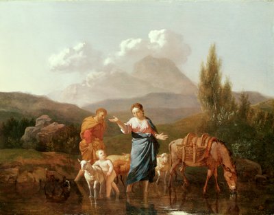 Holy family at a stream  by Karel Dujardin