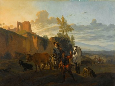 Askerlerle İtalyan Manzarası by Karel du Jardin (copy after)