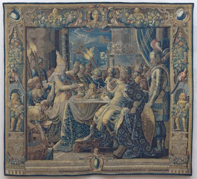 Kleopatra Anthony'yi Eğlendirir, yaklaşık 1640 (yün ve ipek) by Karel van II (workshop of) Mander