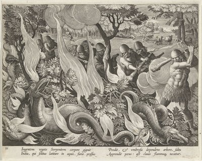 Jacht op waterslangen in India by Karel van Mallery