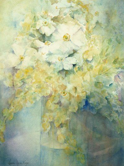 Anemon Japonica - Beyaz Kraliçe ve Molu by Karen Armitage