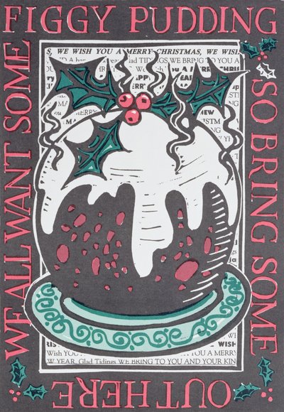 Figgy Pudding, 1998 (kağıt üzerinde linocut) by Karen Cater