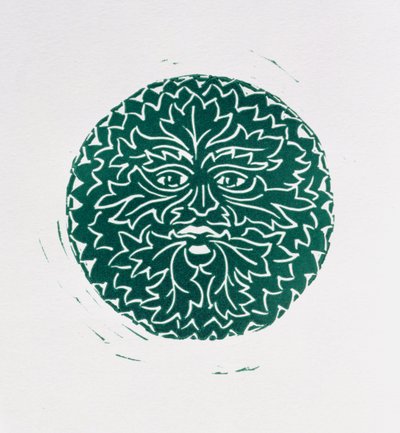 Yeşil Adam, 1998 (linocut ve kağıt) by Karen Cater