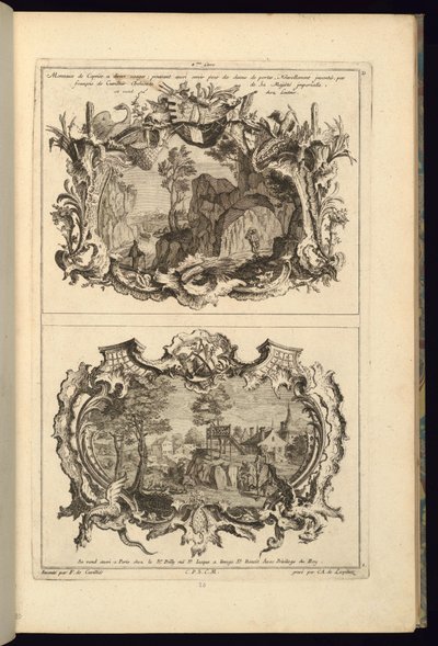 Baskı, İki Kartuş İçin Tasarım, 1745 by Karl Albert von Lespilliez