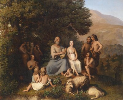 Homer genç Yunanlılarla şarkı söylüyor by Karl Becker