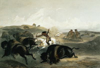 Bizon Avlayan Kızılderililer, Carl Vogel (1816-51) 1844 (aquatint) tarafından kazınmış 