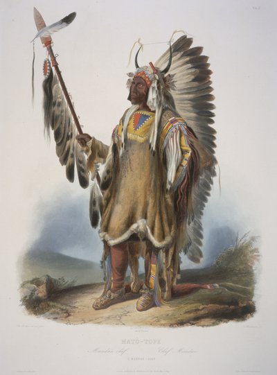 Mato-Tope, bir Mandan şefi, J. Hurliman tarafından oyulmuş, 1839