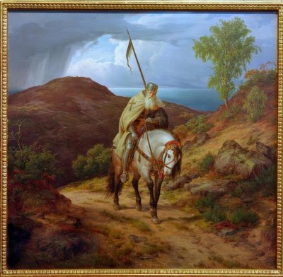 geri dönen haçlı by Carl Friedrich Lessing