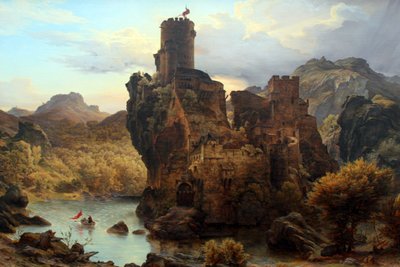 Şövalye kalesi - kaya kalesi by Carl Friedrich Lessing