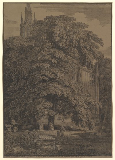 Bir Ağacın Sakladığı Gotik Kilise, 1810. by Karl Friedrich Schinkel