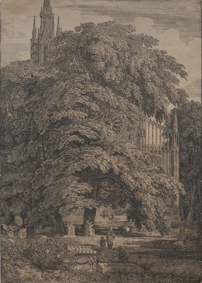 Oaks arasında Gotik Kilise by Karl Friedrich Schinkel