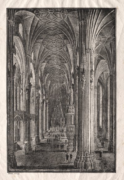 Viyana'daki Aziz Stephen Katedrali'nin iç kısmı by Karl Friedrich Schinkel