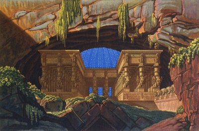 Sarastro Baş Rahibinin "Die Zauberflote" u yönettiği İsis ve Osiris Tapınağı by Karl Friedrich Schinkel