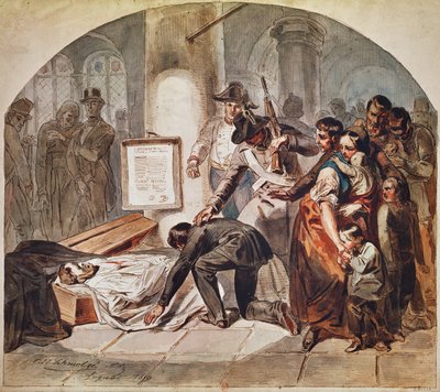 Demokratik Robert Blum çekimlerinin Ekim 1848'de Viyana'da gömülmesi by Karl Hermann Schmolze
