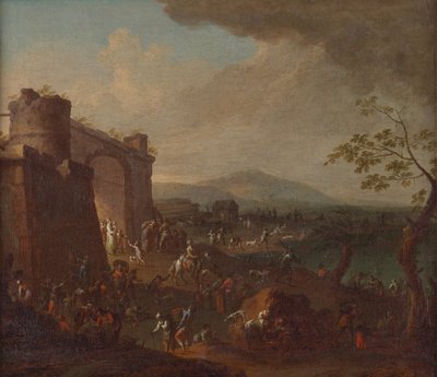Bir şehir kapısı önünde fuar by Karl Josef Aigen