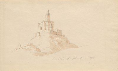 Ren Nehri üzerindeki Kaub yakınlarındaki eski Gutenfels Kalesi by Karl Julius Von Leypold