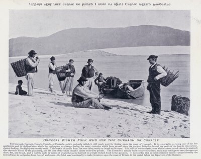 Curragh veya Coracle kullanan Donegal Fisher Halkı (s/b fotoğraf) by Karl Karlovich Piratsky