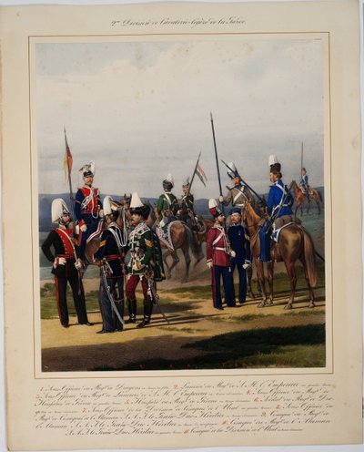 La 2eme bölümü de la cavalerie legere - 2. Muhafız Süvari Tümeni - Piratsky, Karl Karlovich (1813-1889) - 1867 - Renkli litografi - 56x45 - Özel Koleksiyon by Karl Karlovich Piratsky