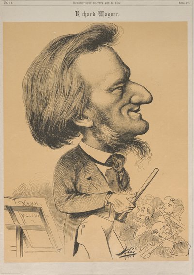 Richard Wagner, kondüktör masasında, 1873. by Karl Klic