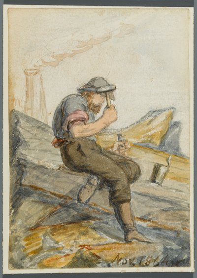 Taş İşçisi, 1864 (siyah medya alt çizimi üzerine wc) by Karl L.H. Mueller