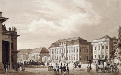 Unter Den Linden, Berlin, 1840 dolayları (suluboya) by Karl Loeillot de Mars