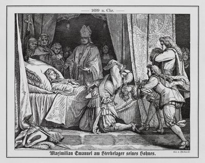 Maximilian II Emmanuel, Bavyera Elektörü, oğlunun ölüm döşeğinde by Karl Ludwig Adolf Ehrhardt
