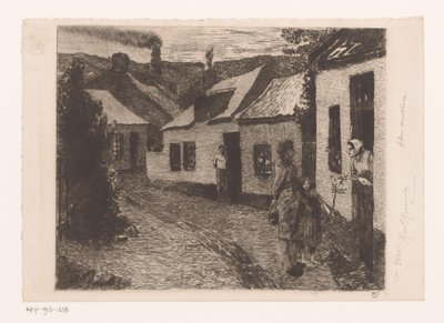 Anne ve kızı bir işçi sınıfı mahallesinde kapı kapı dolaşıyorlar by Karl Meunier