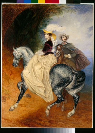 Atlılar: Eugene Mussard (1814-1896) ve eşi Emilie (1832-1896) portreleri - Karl Pavlovich Briullov (Brioullov) (1799-1852) by Karl Pavlovich Bryullov