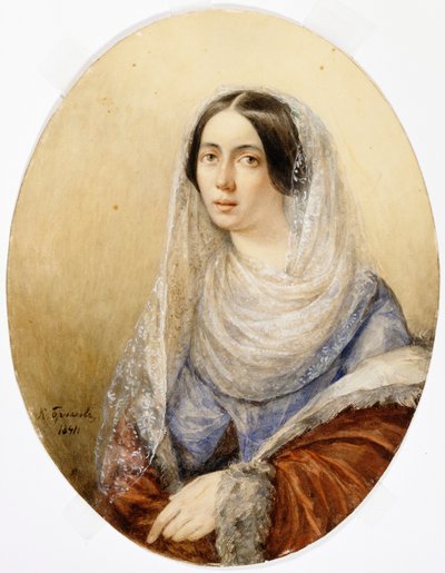 Genç Bir Hanımın Portresi, 1841. by Karl Pavlovich Bryullov